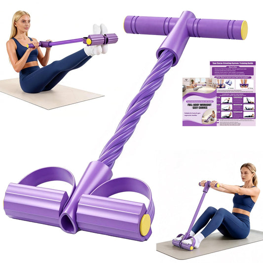 Wysperix Foot Pedal Resistance Bands with Handles, 6-Tube Multifunction Exercise Bands, Durable Home Gym Fitness Equipment for Women & Men to Tone Abs, Core, Legs, Arms, Waist (Purple)