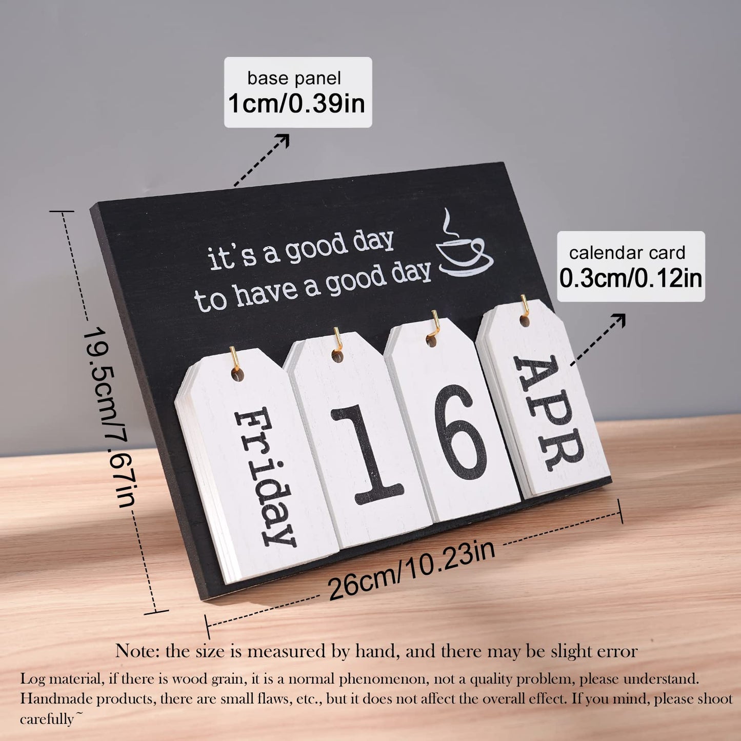 Desktop Perpetual Calendar Standing Flip-Up Date Wooden Block Retro Calendar for Livingroom Office Shop Bar Desk Decor Week Month Day Display