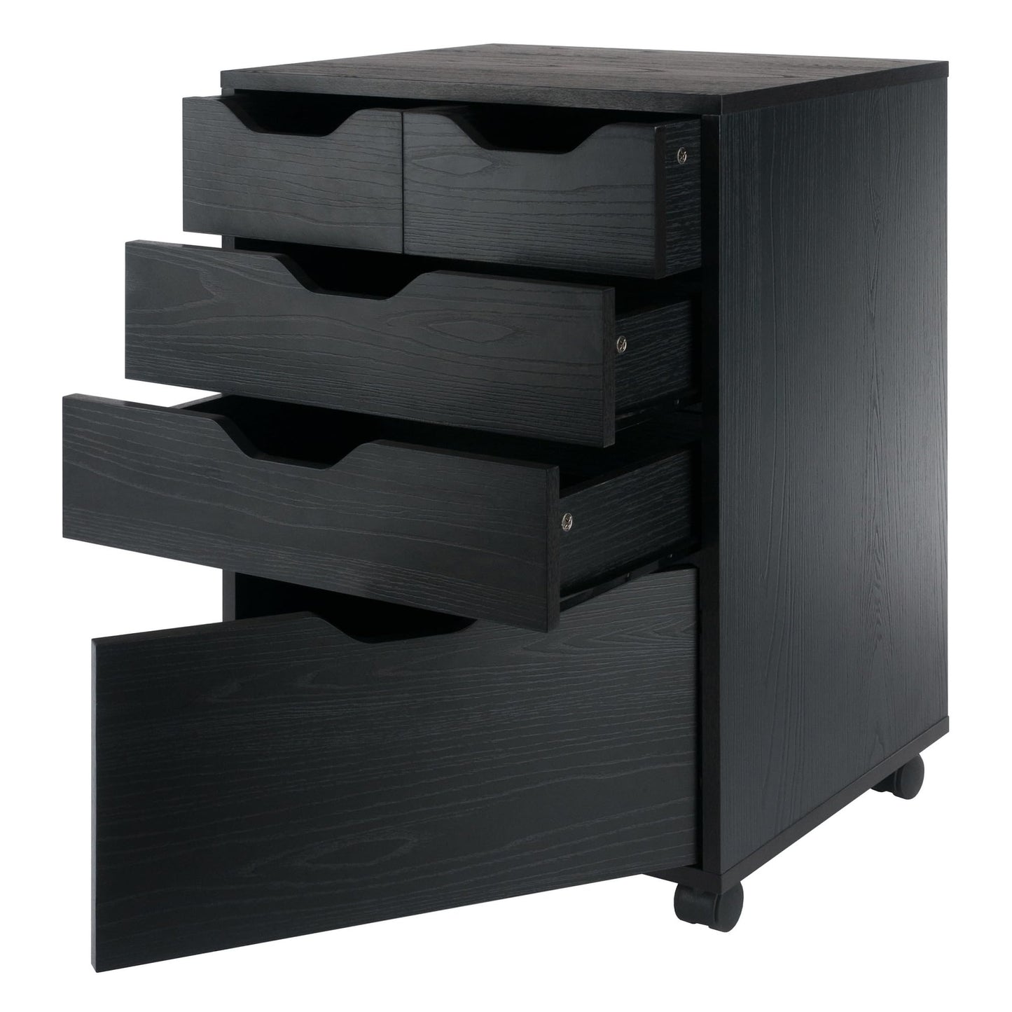 Winsome Halifax Mobile Storage Cabinet with 5 Drawers in Black, Stylish & Functional Home Storage Cabinet for Filing, Kitchen Organization, Moveable Furniture for Office, Dorms, Apartments