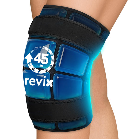 REVIX Knee Ice Pack Wrap, 45-Minute Long-Lasting Ice Pack for Knees with Ice Grid Gel Design, Reusable Gel Ice Wrap for Meniscus Tear, ACL, Cold Therapy for Elbows, Calves & Legs (12" × 9.5")