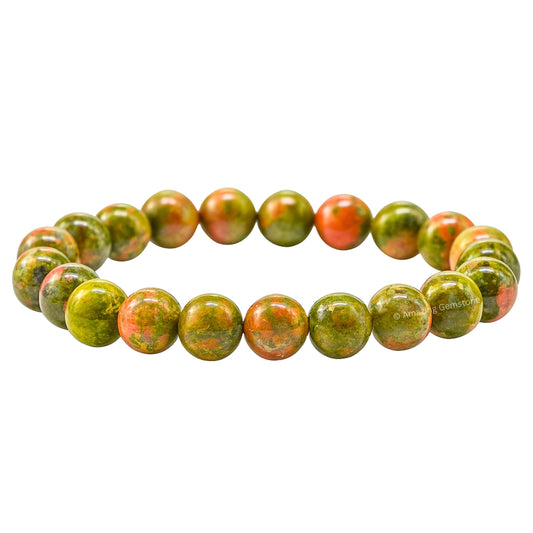 Amazing Gemstone Crystal Bracelet for Women Men's Gifts - Protection Healing Crystal Bracelet - 8mm Gemstone Beaded Stretchable Bracelet Pulseras Para Hombres Mujer Stocking Stuffers Mothers Day Gift (Unakite)
