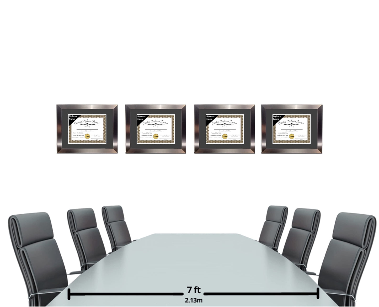Creative Picture Frames 11” x 14” Stainless Steel Finish Diploma Frame with Black Mat to Hold 8.5 by 11-inch Graduation Documents w/Stand and Wall Hanger