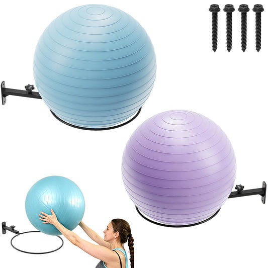 AILIBI Yoga Ball Wall Mount(2PCS), Adjustable Exercise Ball Holder,Compatible with 14 to 30 Inch Stability Ball, for Home Gym, Storage Room & Physical Therapy Clinic