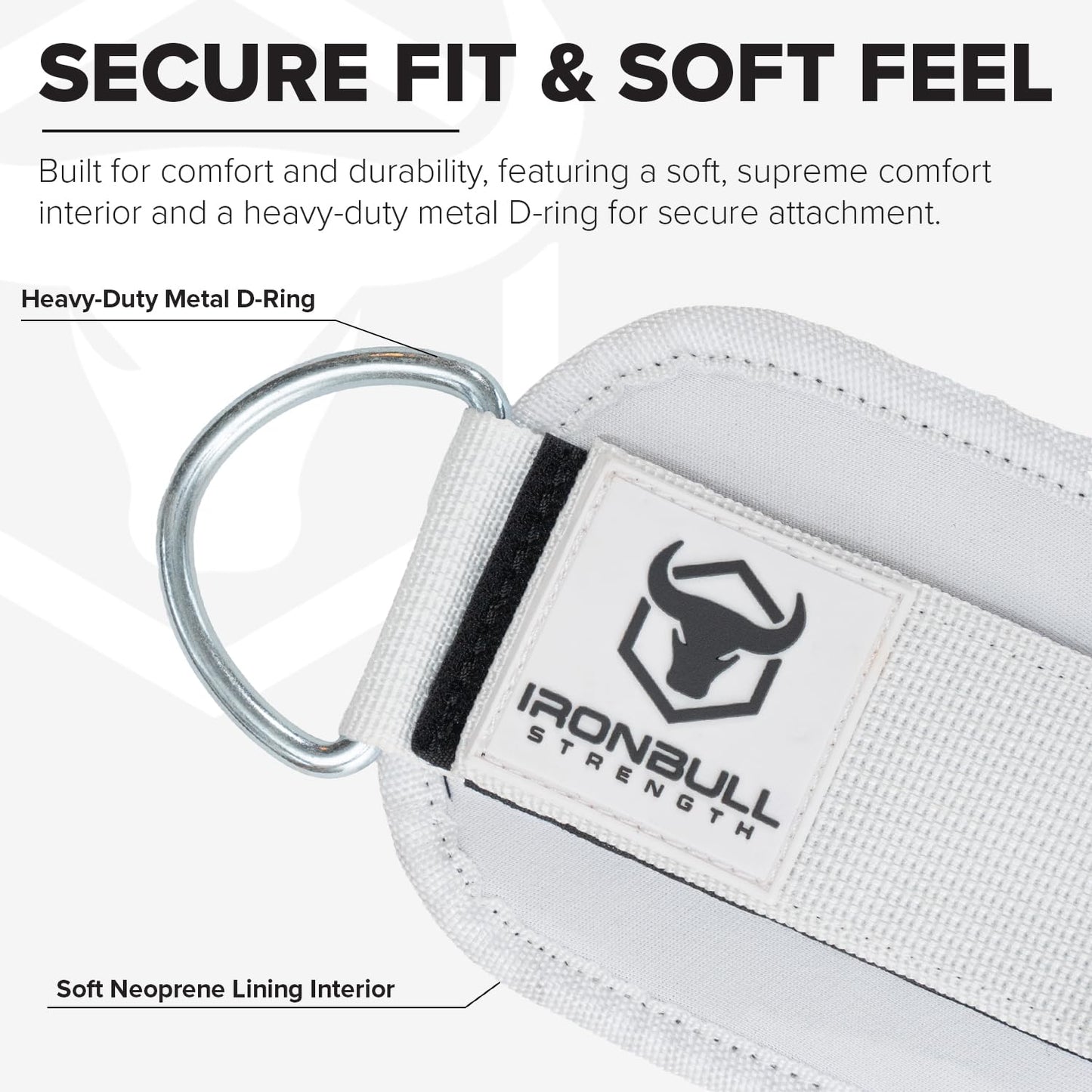 Women's Ankle Strap for Cable Machines & Resistance Bands: Gym & Home Workout Cuff Attachment for Leg Extensions, Kickbacks, Hip Abductors - Booty Exercises (White, Pair)
