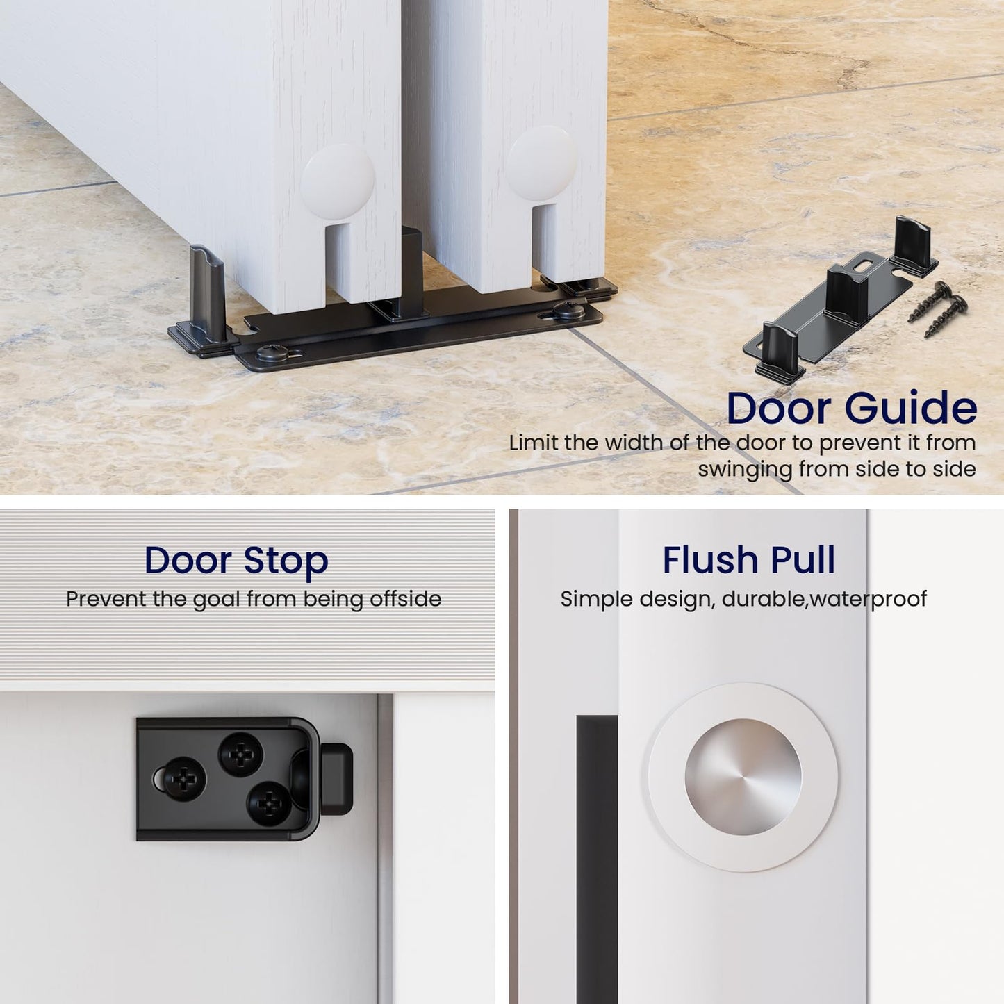 SMARTSTANDARD 96"/8FT Bypass Sliding Door Hardware Kit for Cabinet Closet, Aluminum Alloy Door Hardware with Finger Pull, for 2 Door System, Smoothly and Quietly, Fit 45.5" Wide Door Panel, No Door