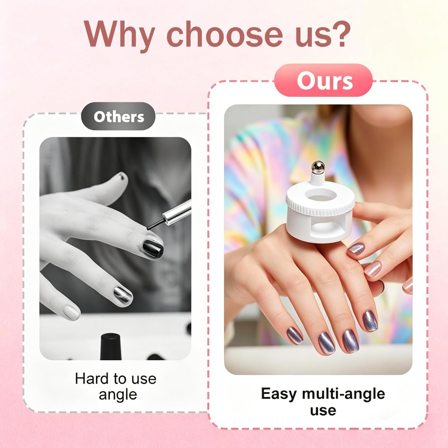 Rotating Cat Eye Magnet for Nails, Glass Ball Rotating Cat's Eye Nail Magnet Tool, Strong Magnetic Cat Eye Gel Polish Magnet for Nail Art, DIY Manicure Tool for Beginners