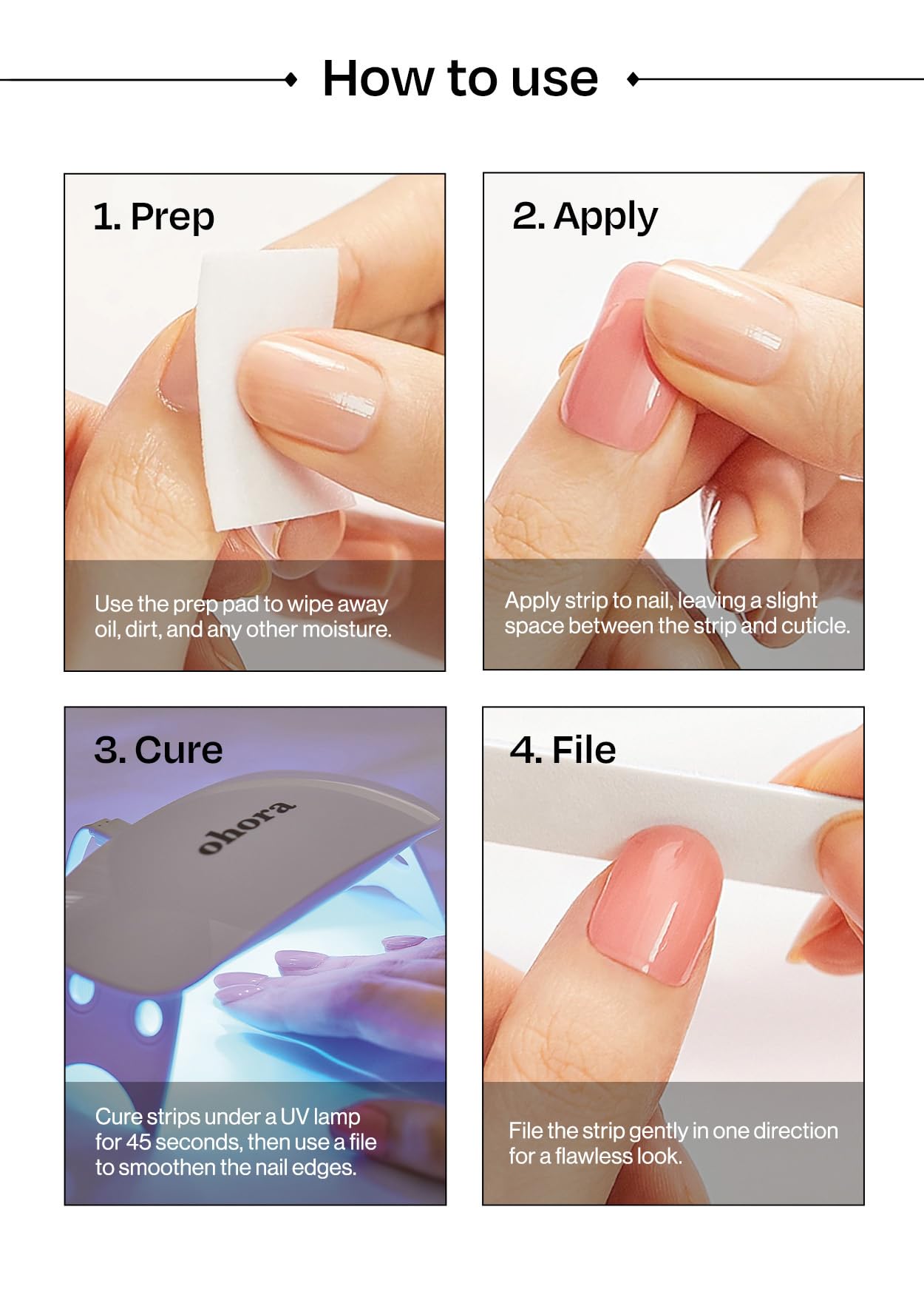ohora Semi Cured Gel Nail Strips (N Lucky Drop Clover) - Works with Any Lamps, Salon-Quality, Long Lasting, Easy to Apply & Remove - Includes 2 Prep Pads, Nail File & Wooden Stick