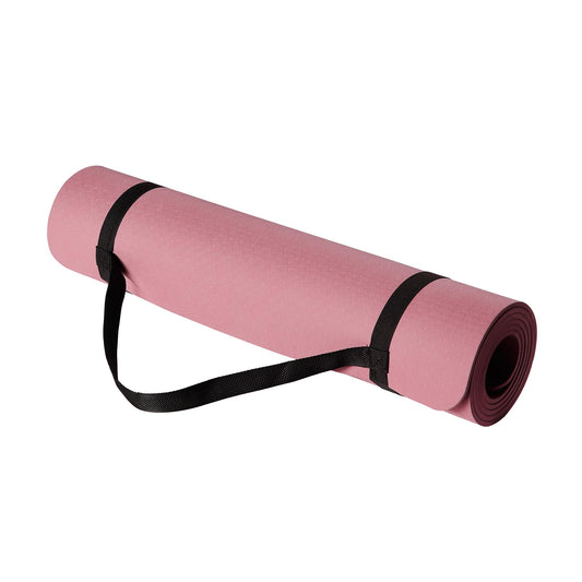 Amazon Basics 0.25-inch Thick TPE Exercise Yoga Mat with Carrying Strap, Non-Slip, 73.6" x 24", Plum