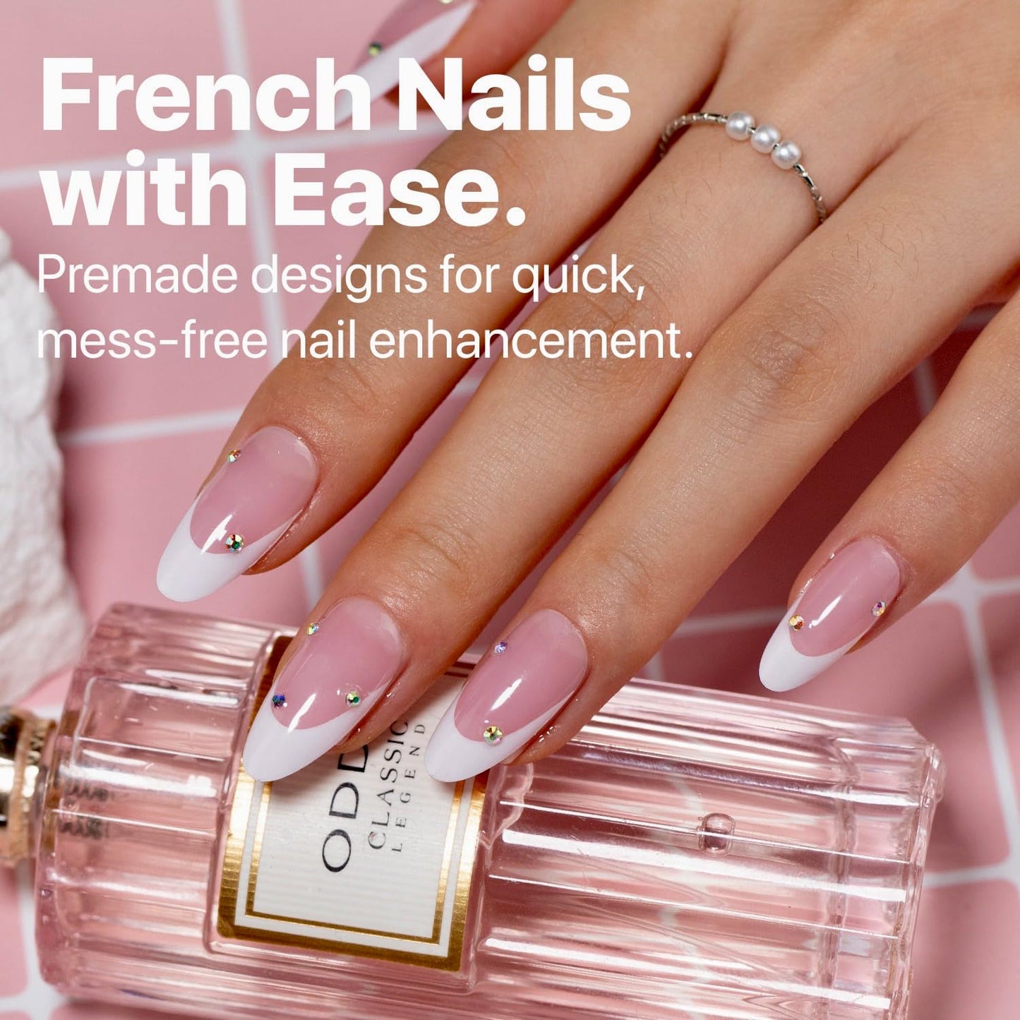 SXC Cosmetics French Tip Press On Nails – Pink Series, Medium Almond Fake Nails X-Pro Tips Starter Kit | 150PCS, 15 Sizes, 5 Styles