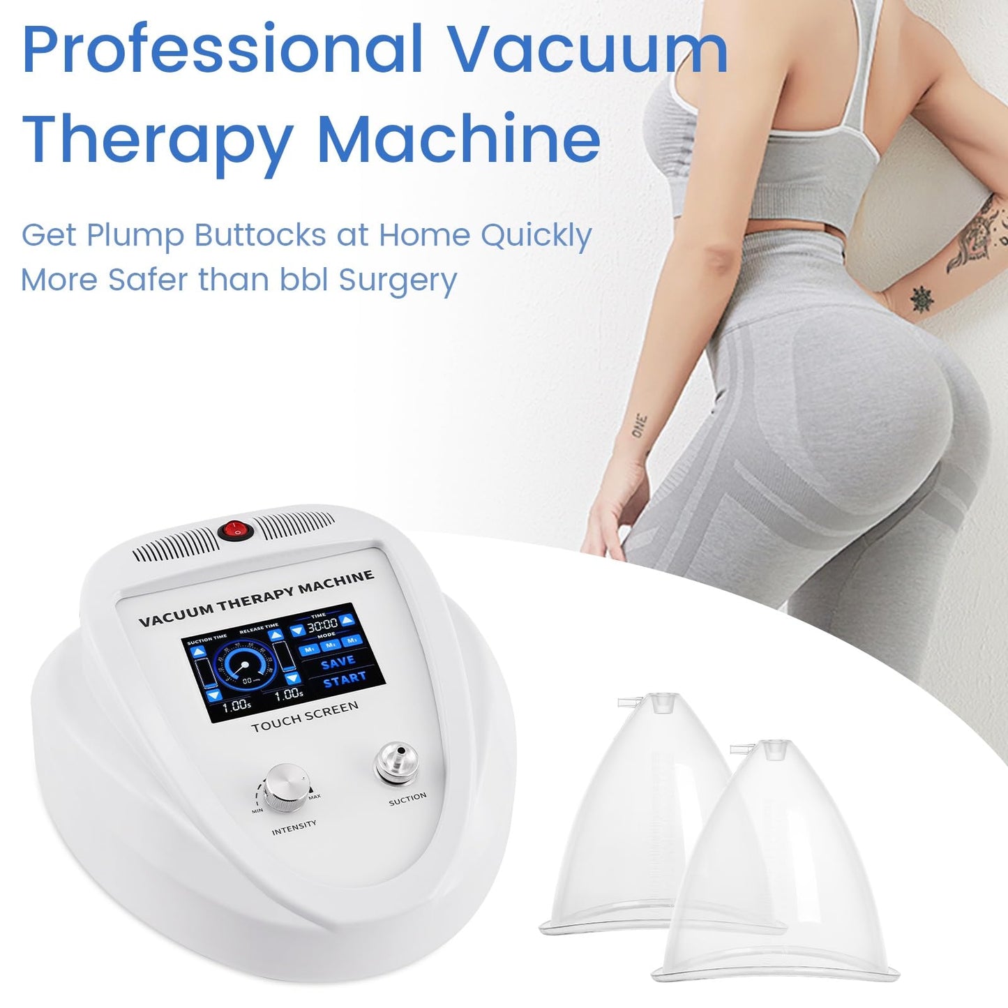 Beauty Star Vacuum Therapy Cupping Machine with 30 Cups and 3 Gua Sha Pumps for Body, Back, Face Massage Care Machine | Upgrade Touch Screen | Max Suction 75cmHg