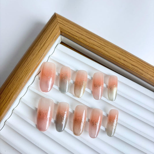 Yabonica 10Pcs Handmade Press On Nails (064P, M)