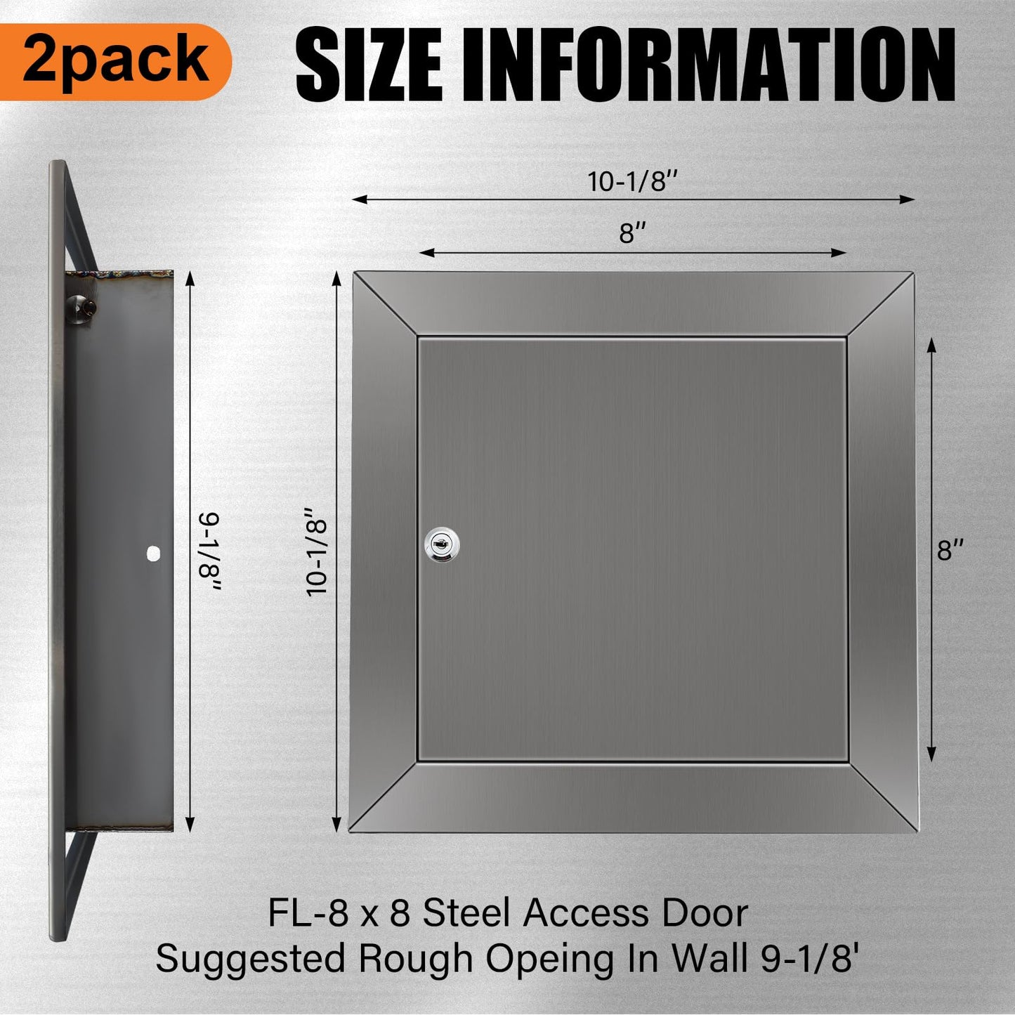 Frienda 2 Pcs 8 x 8 Inch Stainless Steel Metal Universal Access Door with Screwdriver Latch Wall Ceiling Mounted Door Access Panel for Drywall Plumbing Electrical