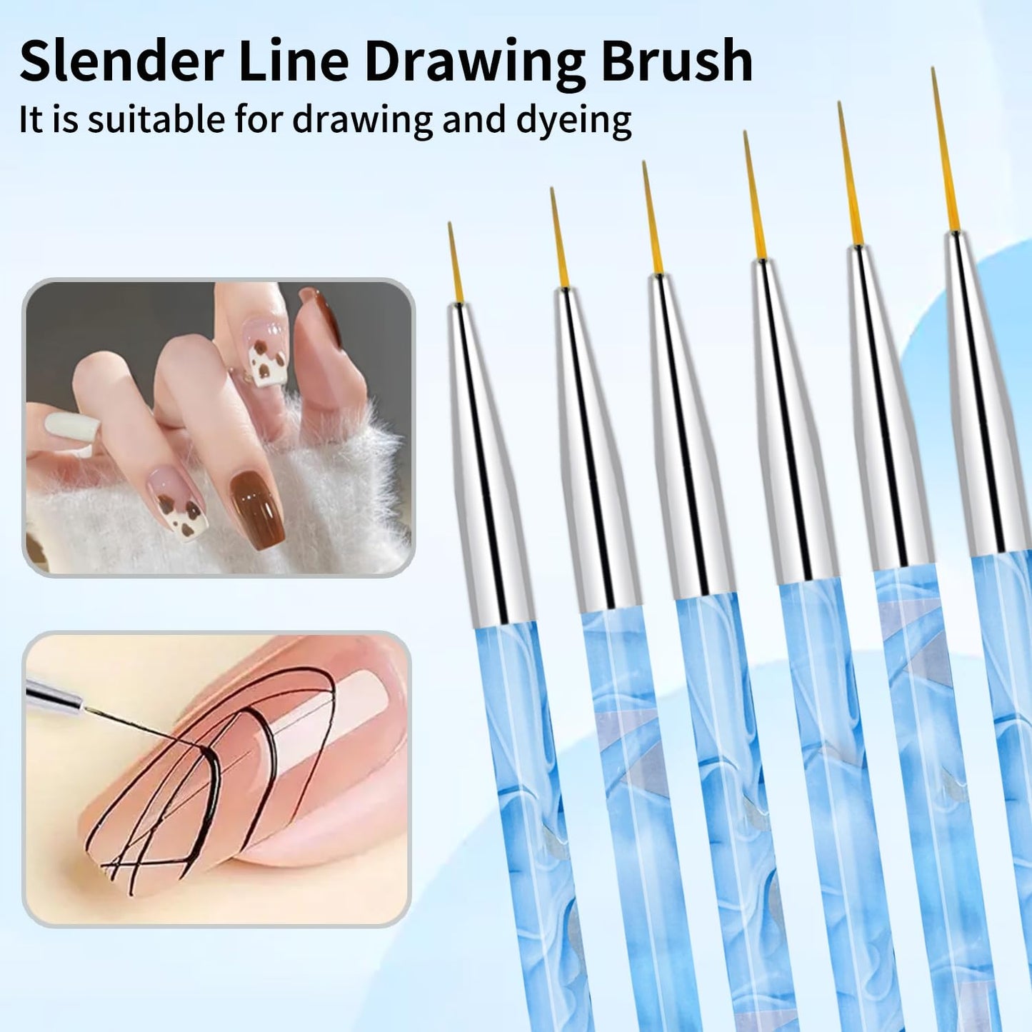 28Pcs Blue Nail Art Brush Set, Professional Acrylic Gel Nail Brushes, Nail Liner Dotting Pen, Nail Dust Cleaning Brush, Manicure Tools Kit for Nail Sculpting, Acrylic Powder Application, Nail Design