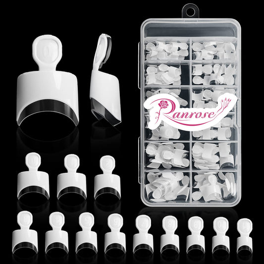Ranrose French Nail Tips 120PCS Short Square Half Cover Nail Tips Press On Nails 12 Sizes French Fake Nails Acrylic White Nails with Box