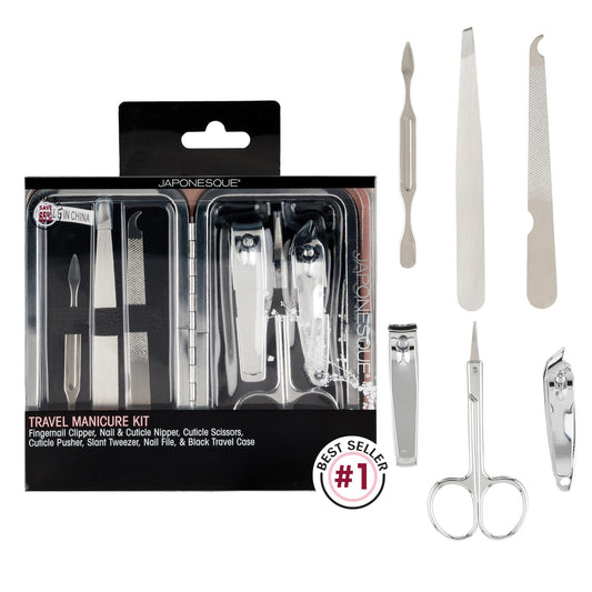 JAPONESQUE Travel Manicure Kit – 6-Piece Nail Tool Set in Compact Case for At-Home & Travel Use