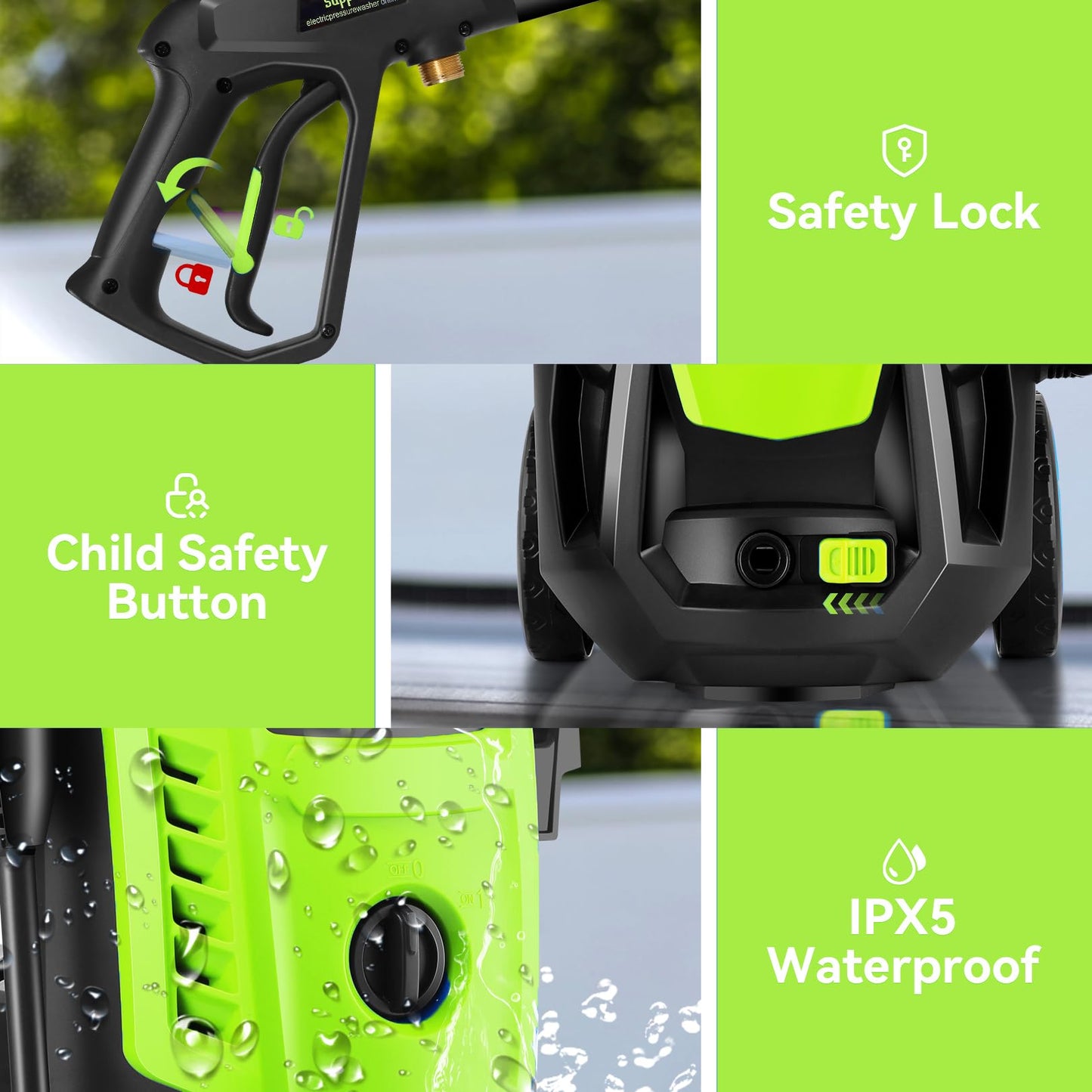 Imdot Electric Pressure Washer 5000 PSI 4.0GPM Portable Power Washer with 4 QC Nozzles, 500ML Foam Cannon for Cars/Fences/Driveways/Home/Patios Cleaning, Deep Green