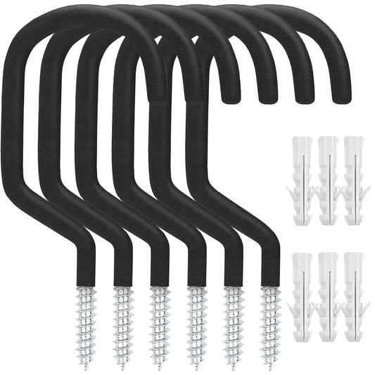 Etoolia 6 Pack Heavy Duty Garage Bike Storage and Utility Hooks-5.7 Inches for Garage Wall and Ceiling-Garage Hooks for Hanging Bicycle,Hose,Cords,and Garden Tools