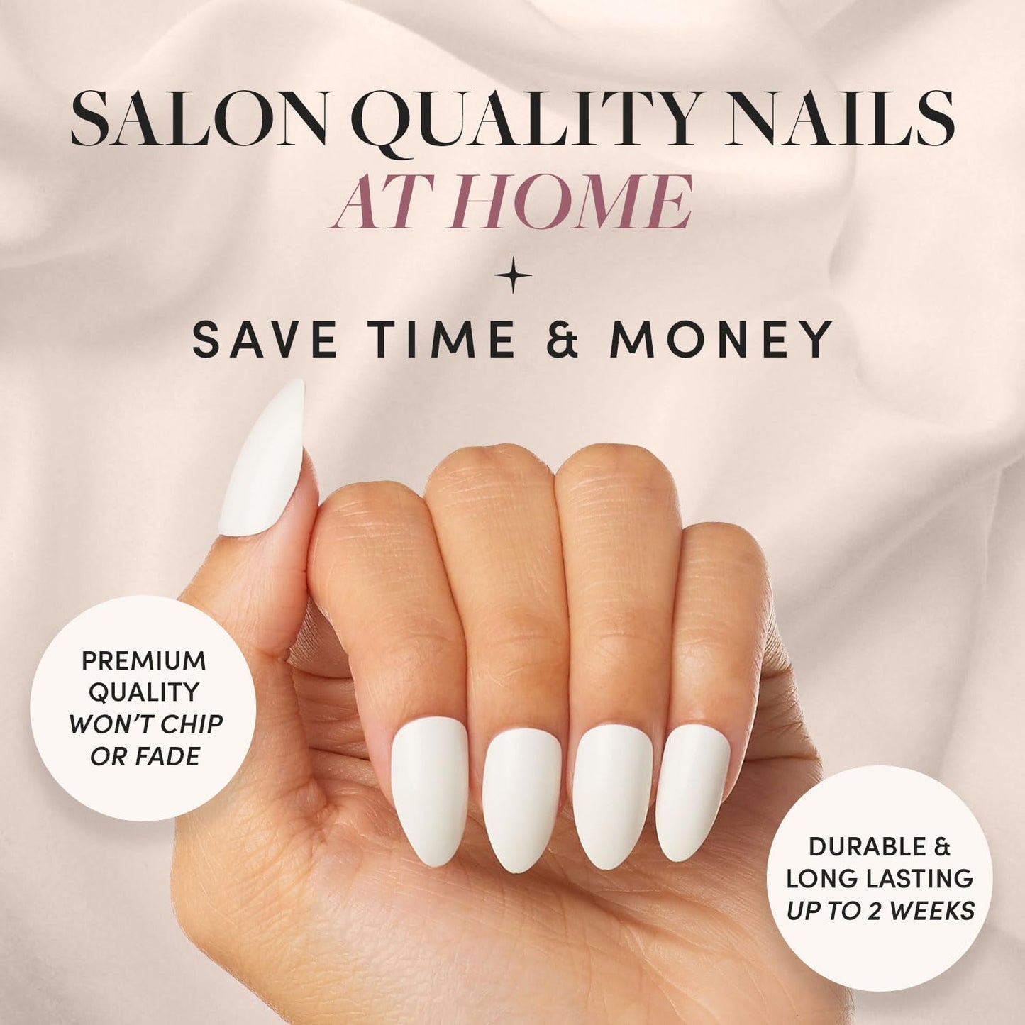 Glamnetic x GLAMZILLA Press-On Nails Bundle - I AM A RICH MAN? & Angel | Short Almond Fake Nails with Gold Foil | Opaque White Short Almond Nails | Durable, Salon-Quality Nail Kits