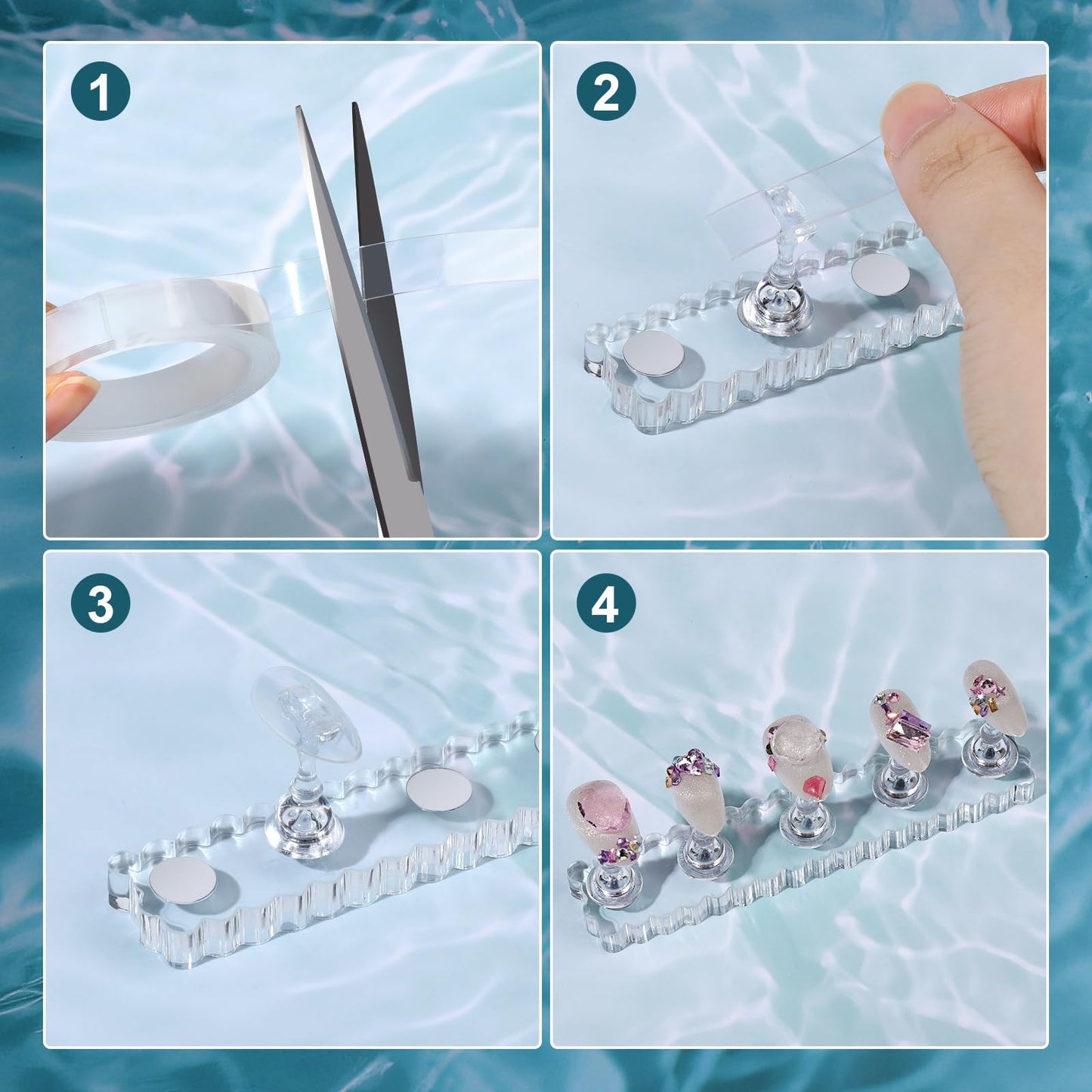 Fandamei Nail Stand, 2 Set Nail Holder for Painting Nails, Nail Stand for Press on, Press on Nail Stand for Practice, Magnetic Acrylic Nail Display Stands for Nail Art with Double-Sided Tape