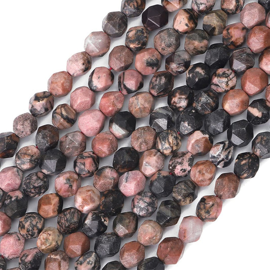 BEADIA Faceted Natural Rhodochrosite Stone Round Beads 6mm 36cm/Strand for Jewelry Making