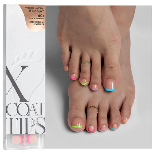 BTArtboxnails XCOATTIPS Toe Nail Tips - Short, Brighter Pastel French Tip Press On Toenails for Women, Soft Gel Toe Nail Press Ons, Soak Off Fake Toenail Extensions - 160pcs