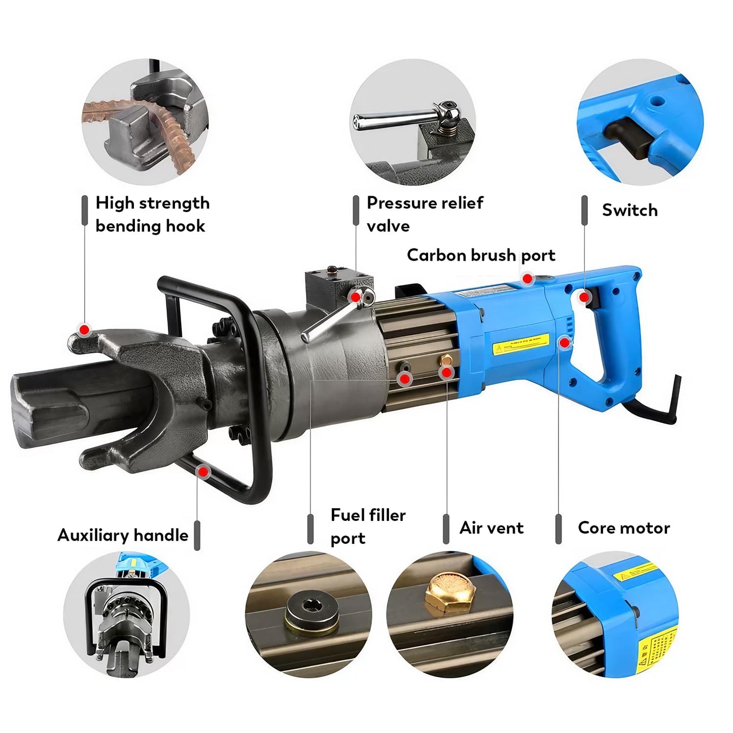 CGOLDENWALL 5/8" 16mm Electric Rebar Bender 1200W Handheld Rebar Steel Bending Machine for Bending Rebar Steel Rod