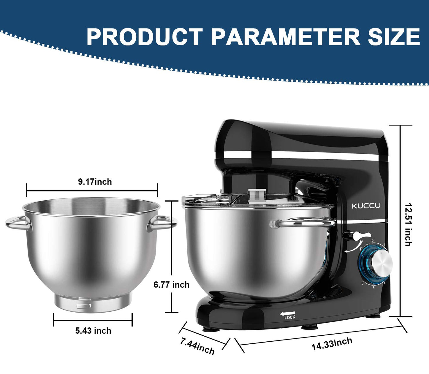 KUCCU Stand Mixer, 660W, 6-Speed Tilt-Head Food Dough Mixer, Kitchen Electric Mixer with Stainless Steel Bowl,Dough Hook,Whisk, Beater, Egg white separator (6.5-QT, Black)…