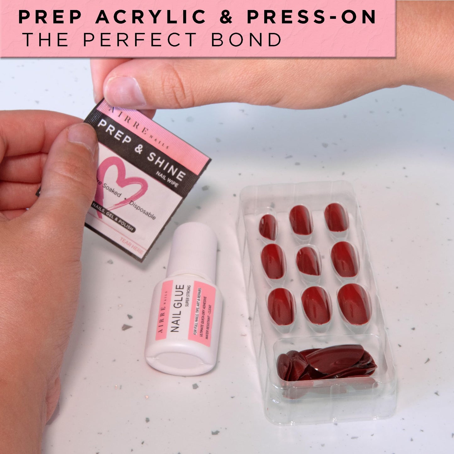 220 AIRRE NAILS Prep & Shine Alcohol Nail Wipes 3in1 Lint-Free Prep & Wipe Cleanser Pads for Gel Polish Sticky Residue & Tacky Layer Remover After UV/LED Curing, For Gel, Acrylic & False Nails & Tips