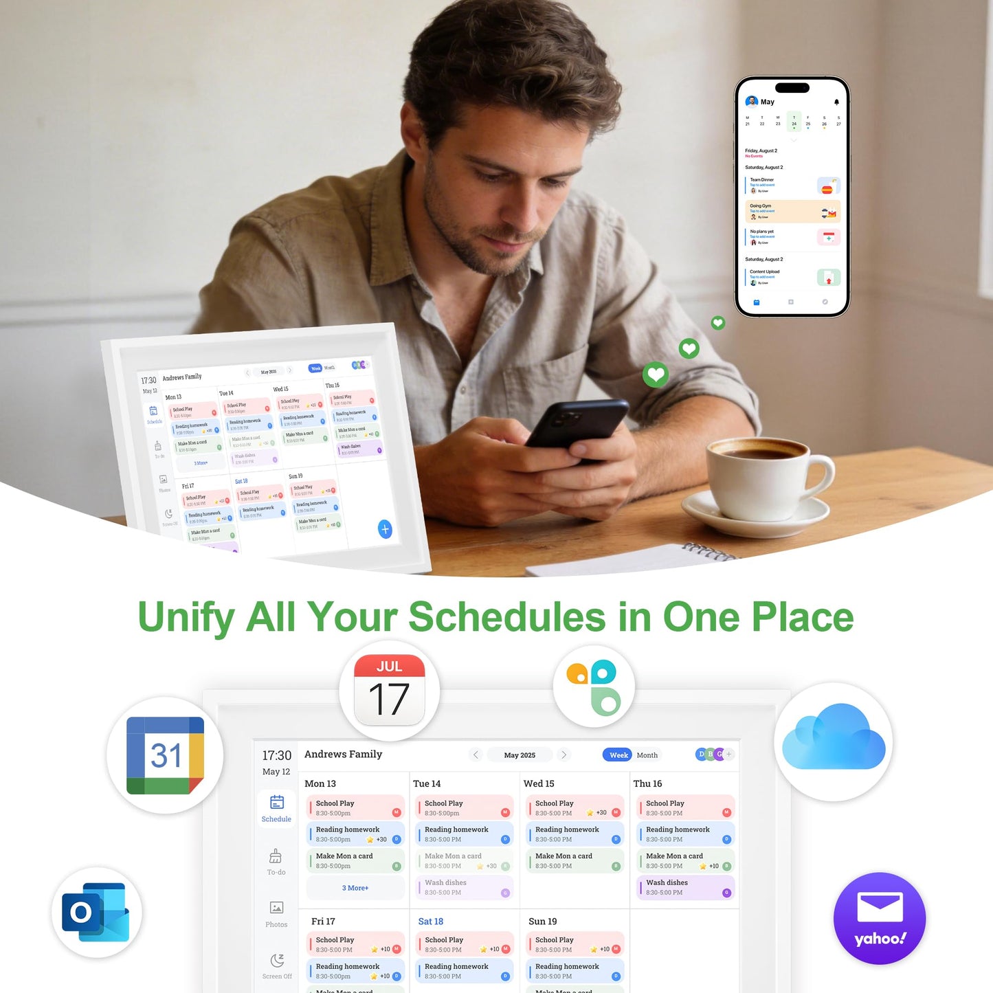 10.1’’ Smart Digital Calendar - Interactive Touch Screen, HD Display, Wall Mountable Family Organizer with Chore Chart, To-Do Lists & App Sync for Home & Office, Warm Mothers’s Day Gift, Gift for Her