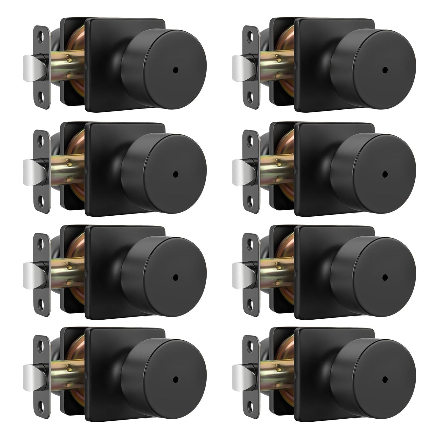 Goldenwarm Matte Black Door Knobs Interior, Privacy Bedroom Door Knob with Lock, Black Interior Door Knobs Bathroom 8 Pack
