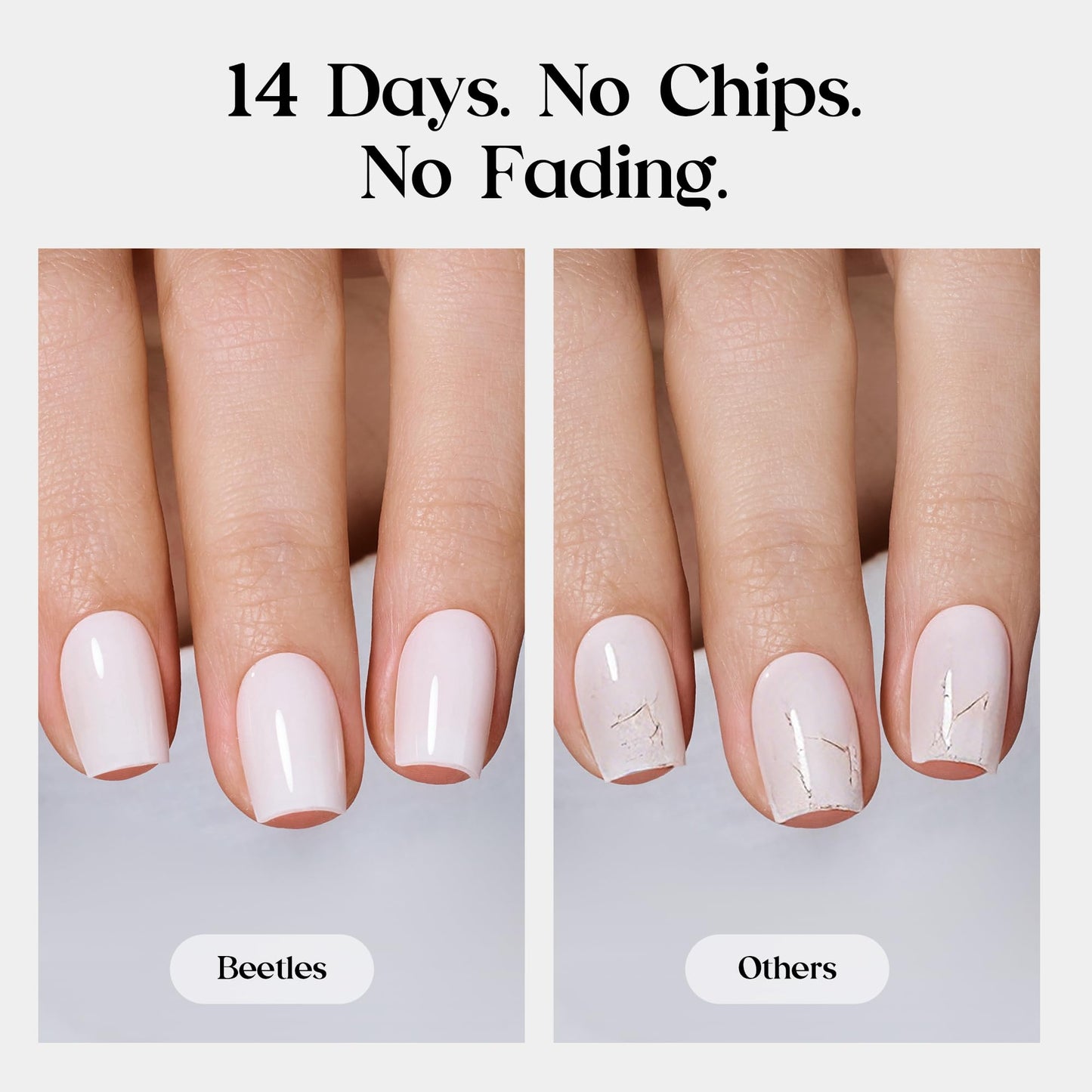 Beetles Milky White Press On Nails Short Almond, Gel Painted Natural White Soft Gel Press Ons, 32Pcs 16 Sizes Reusable Fake Nails Kit with Nail Glue, 60 Adhesive Tabs Gift for Women