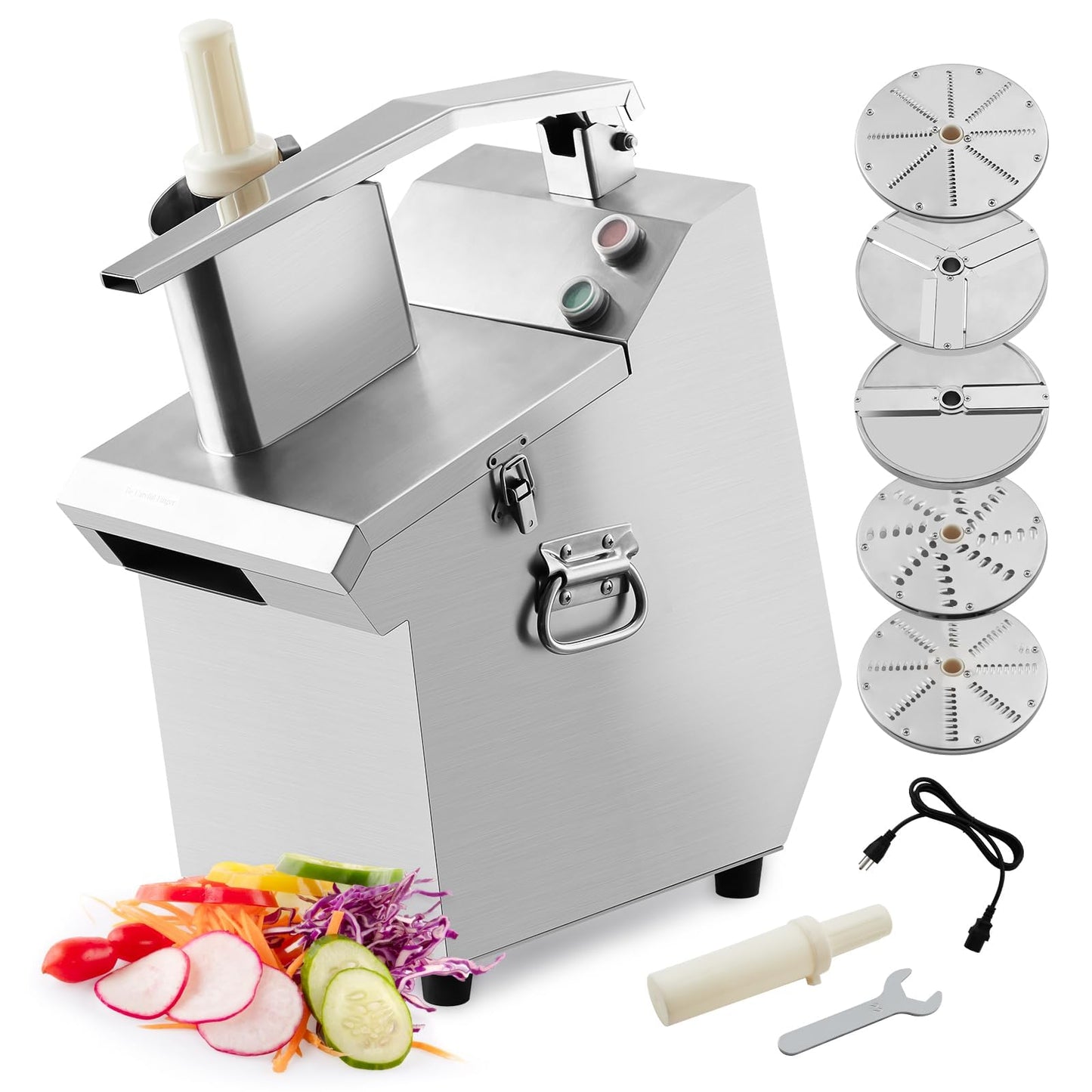 Garvee Commercial Food Processor, Multifunctional Electric Food Chopper with 3mm/4mm/7mm Shred & 2mm/4mm Slice Blades, Stainless Steel Vegetable Slicer Dicer for Hotel, Kitchen & Restaurant Use