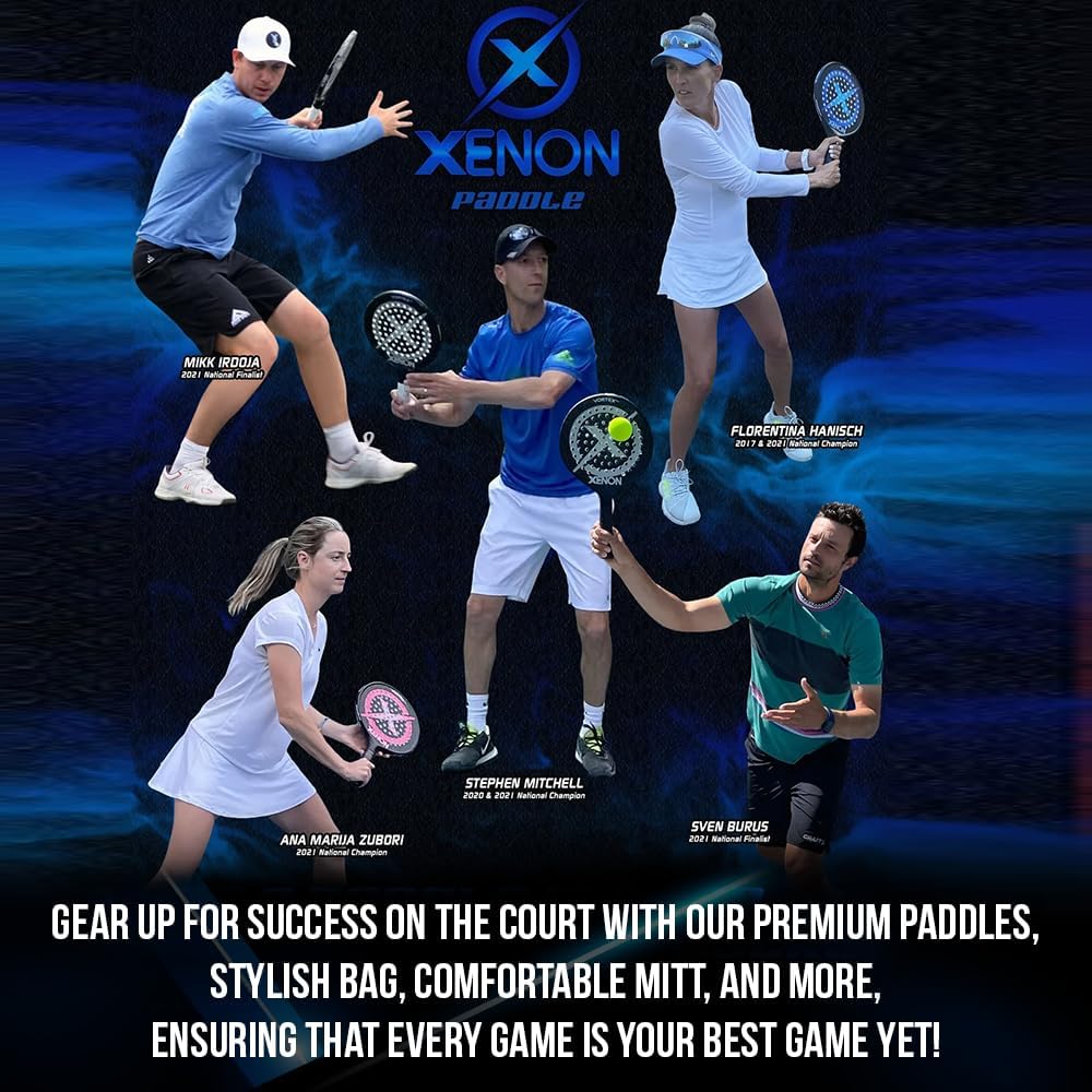 Vector Pro Spin Max Version 2 Platform Tennis Paddle by Xenon Paddle, Oversize Head, Even Balance Point, Medium Firmness Foam Core, Power and Control, 4.25” Grip, Black