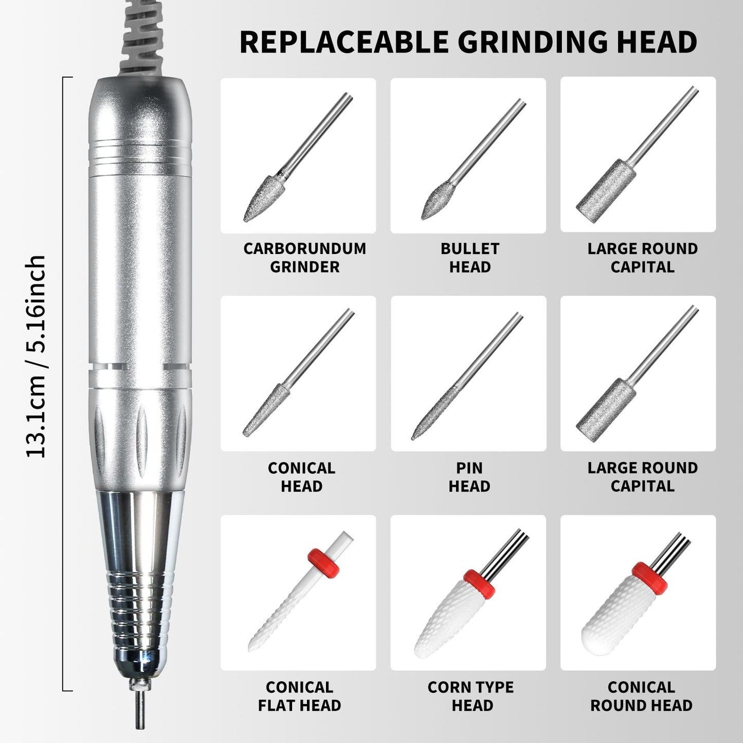 Professional Cordless Nail Drill Kits 45000RPM Electric Nail File for Acrylic Nails Removing and Polishing Gel Nails Lightweight and Easy to Use Ideal for Home and Salon Manicure Pedicure (White)