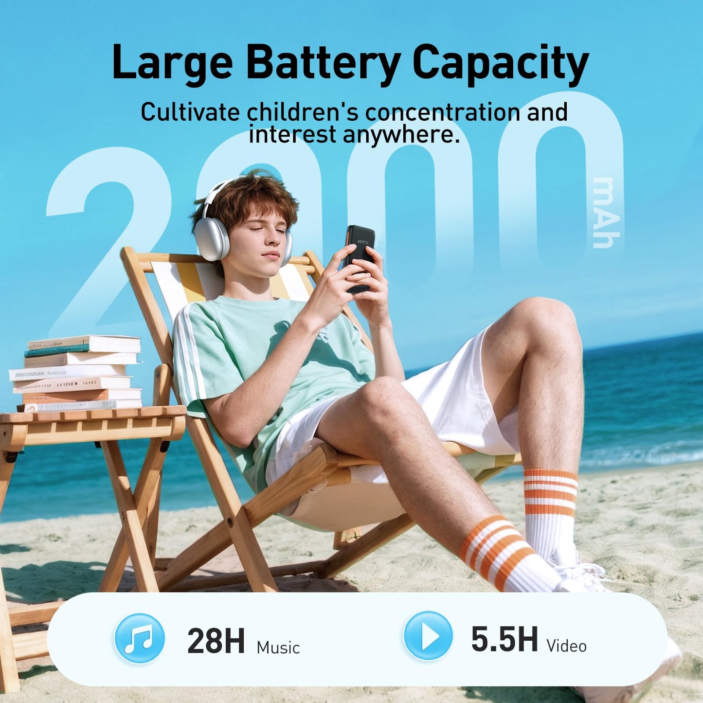 AGPTEK 80GB MP3 Player for Kids with Bluetooth and WiFi, T07S 4'' Music Player with Parental Controls, Spotify Kids, Up to 512GB, Black
