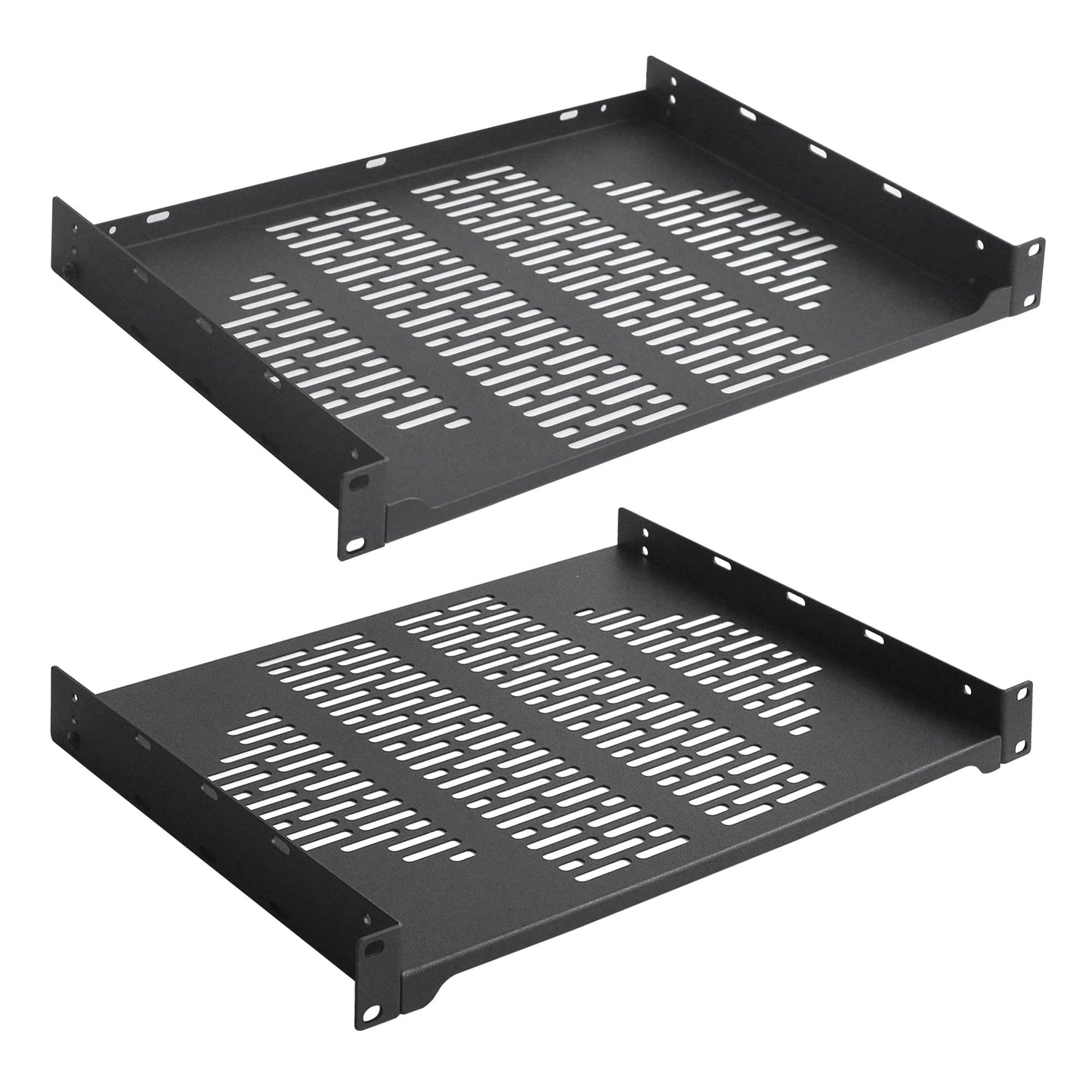 RIVECO 2 PCS 12” Rack Shelves for 19 inches Network Rack & Cabinets, 1U Rack Mount Shelf Vented Cantilever Tray, for Server, IT & Sound Equipment