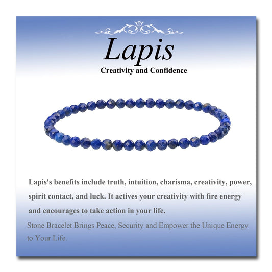 MASSIVE BEADS Natural Genuine Gemstone Beads Healing Crystal Chakra Reiki Jewelry Faceted Round Beads Bracelets (Lapis, 3mm)