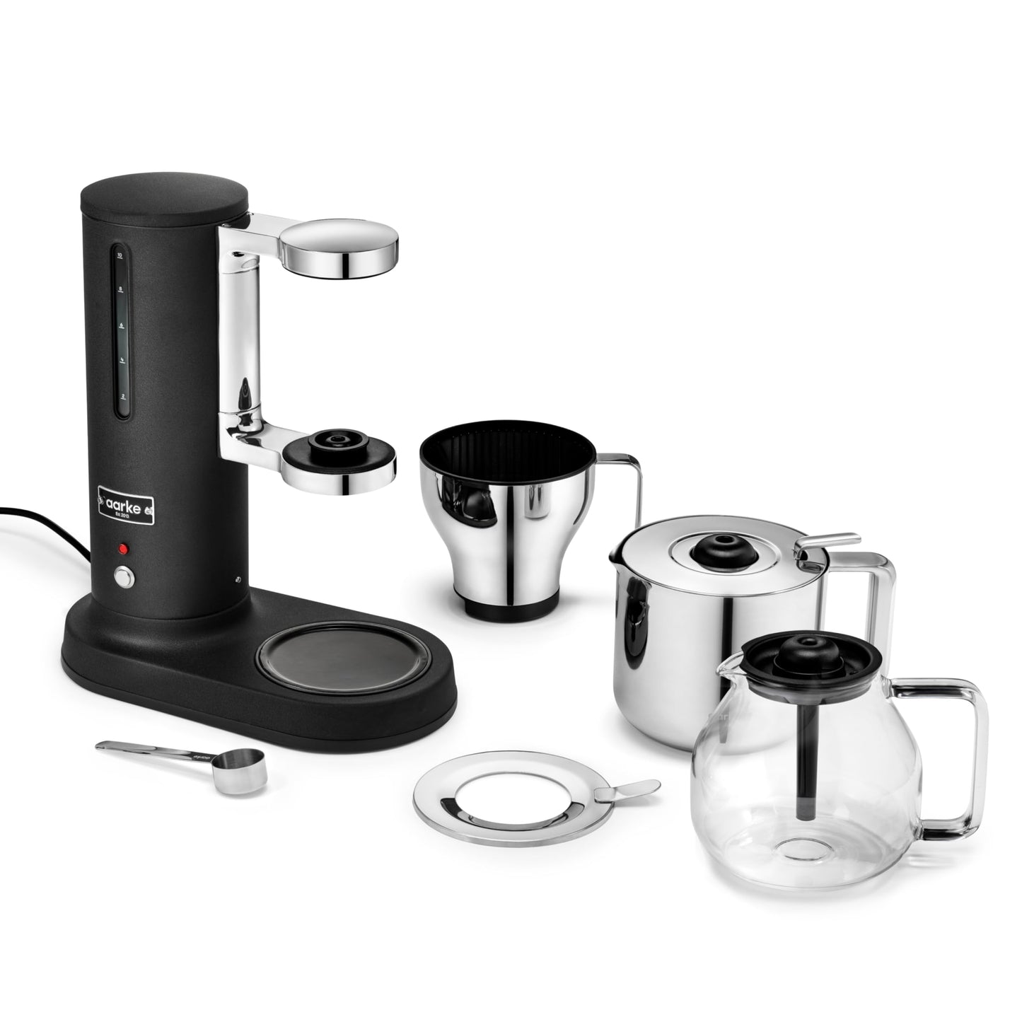 aarke Premium Coffee Maker and Thermal Jug Bundle - Luxury SCA-Certified Brewer with Blooming Mode and Vacuum Insulated, Designed and Engineered in Sweden, Matte Black