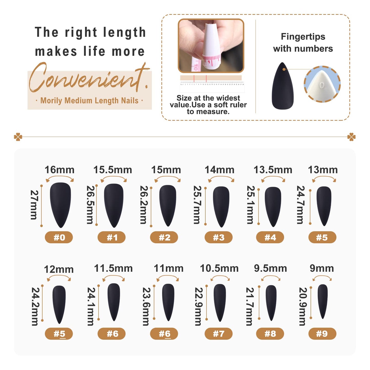 Morily Press-On Nails Bundle | Black Stiletto Glossy & Black Stiletto Matte | 24Pcs Each Set, Medium Length Long False Fake Nails