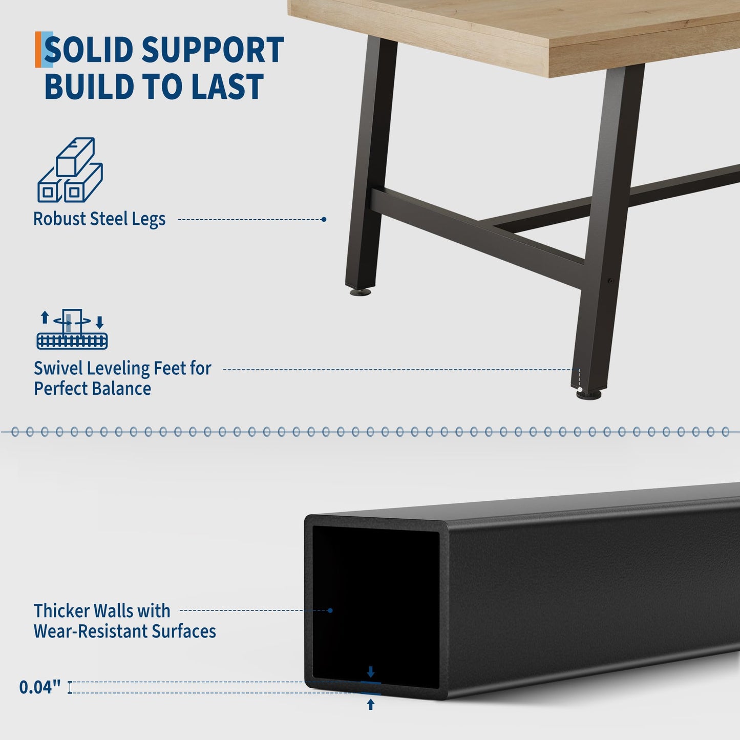 GarveeHome Industrial Dining Table for 6-8 People, 70.87" Long Wooden Kitchen Table with Sturdy Metal Frame & Natural Finish, Seats 6 Rectangular Counter for Dinner, Kitchen, Dining Room - Natural