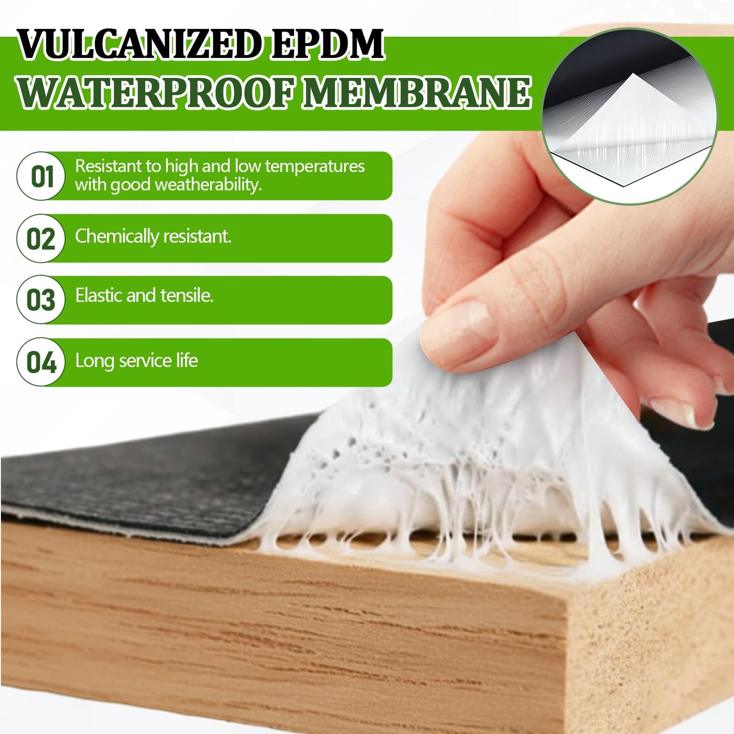 Pushglossy 1 Roll EPDM Rubber Roofing Membrane 39" x 15ft, Self-Adhesive Waterproof Underlayment, 50 Mil Reinforced Flat Roof Sheet, Ice and Water Sheet for RV, Shed, Garage and Patio
