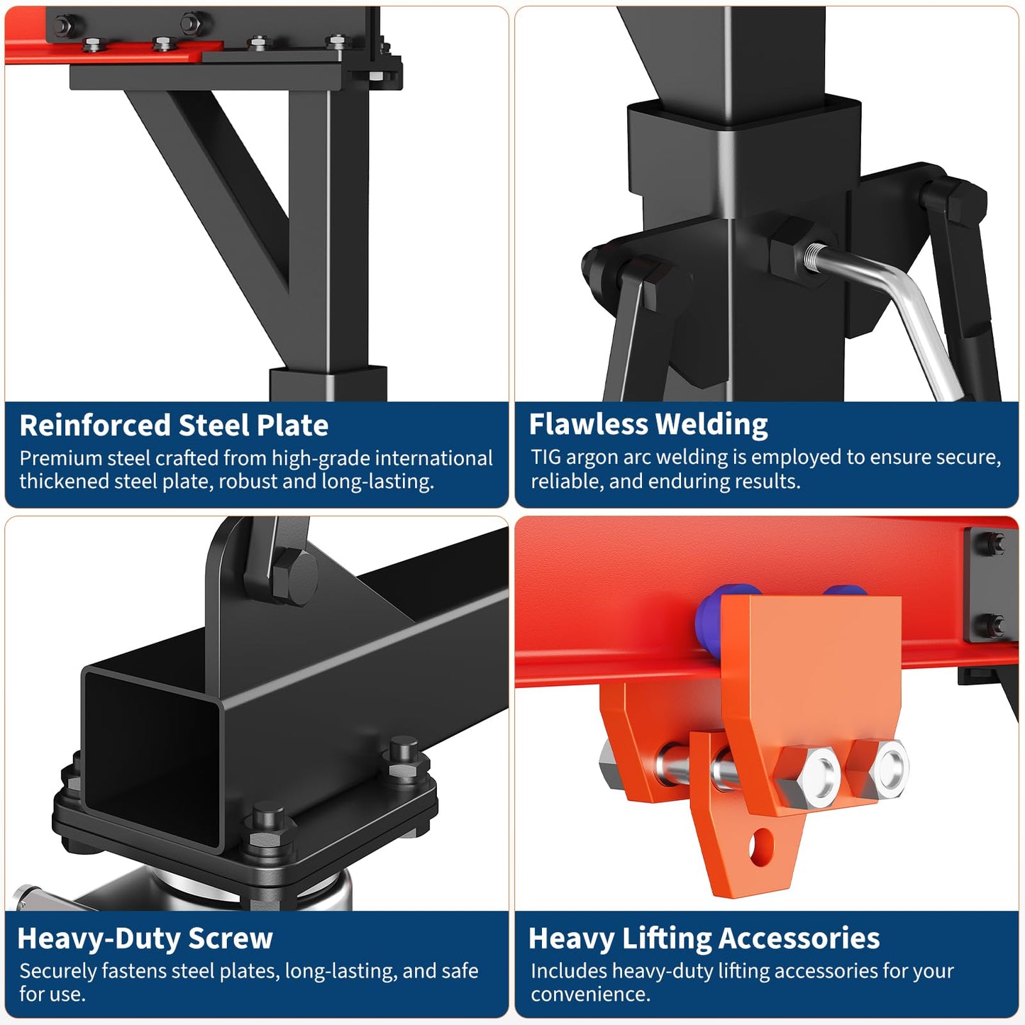 4400 LBS Gantry Crane with Manual Trolley, 2 Ton Gantry Crane with 8-12 FT Adjustable Height, Shop Crane Lift Hoist with Hooks & Shackles for Warehouse, Factory
