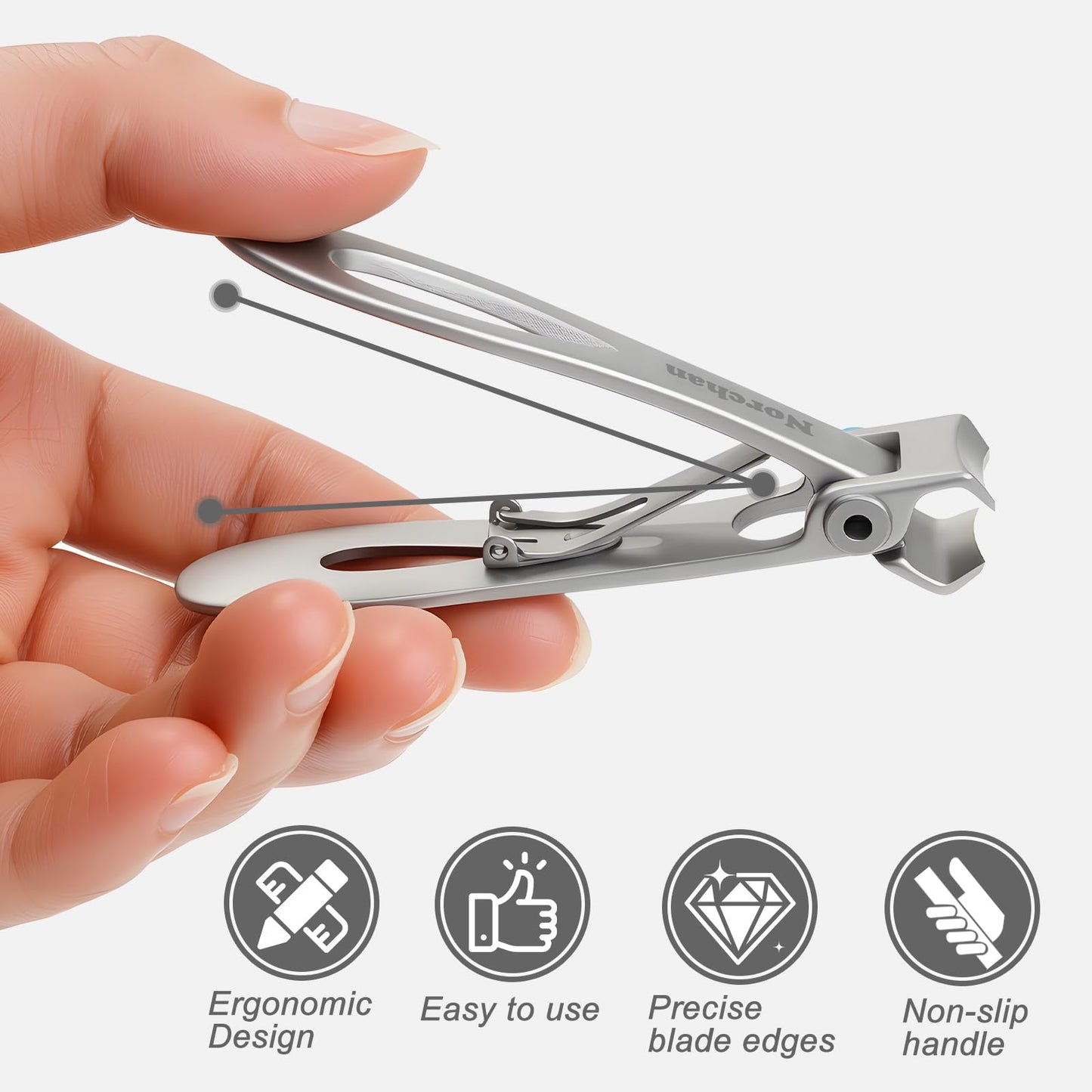 NORCHAN 3-Piece Nail Clipper Set, Stainless Steel Fingernail & Toenail Clippers with Nail File, Compact Travel Case, Portable Grooming Kit for Toiletry Bag, Home Use, Men & Women