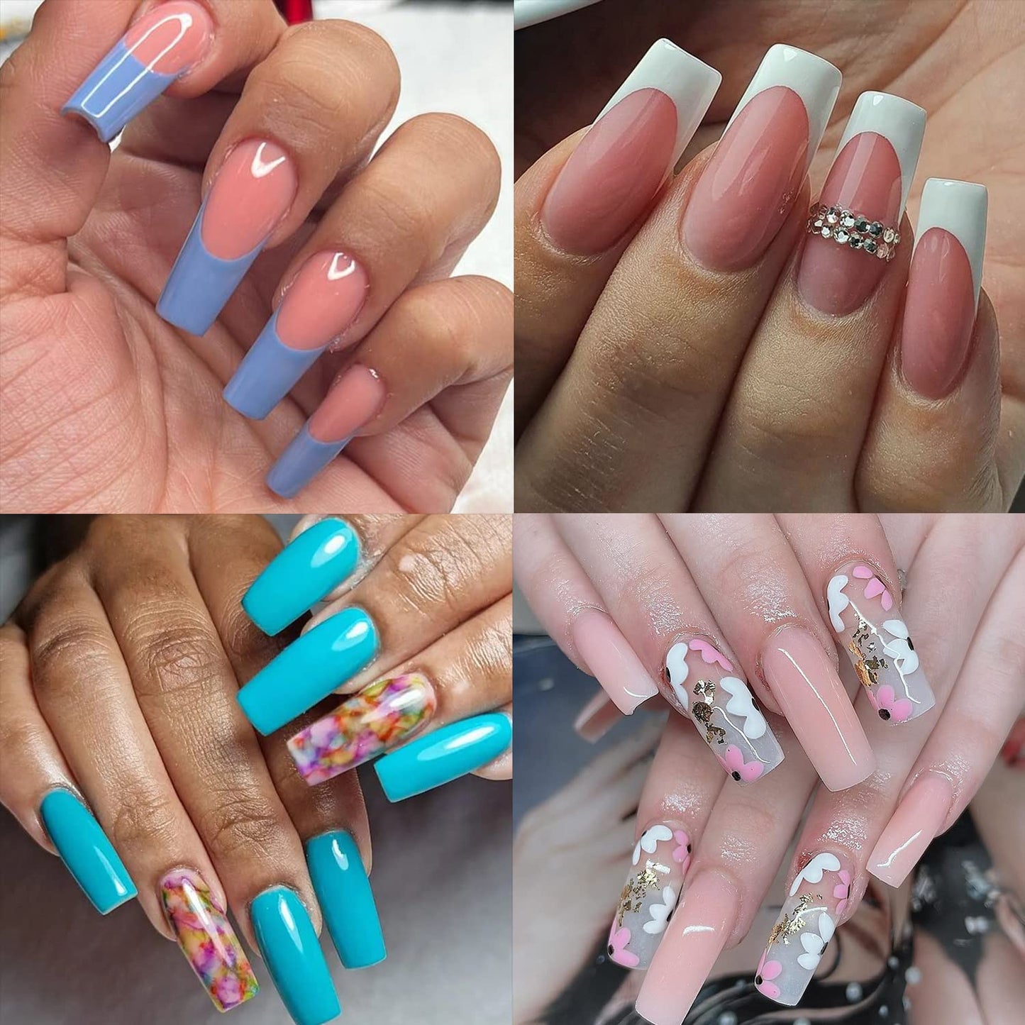 UNA GELLA Natural French Nail Tips 500pcs Acrylic Fake Nails Coffin Square Nails Tips for Acrylic Nails French False Nails For Nail Extension Nail Art, Home DIY Nail Salon 12 Sizes False Soft Gel Tips