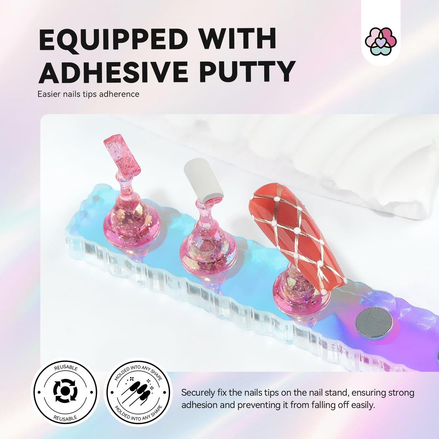 SAVILAND Nail Stand for Press On Nails Display:15pcs Nail Stand Set 3X Strong Magnet Solid Nail Glue Gel & Nail Glue Remover Kit: U V Light for Nails Complete Nails Tools for Press Ons Strong
