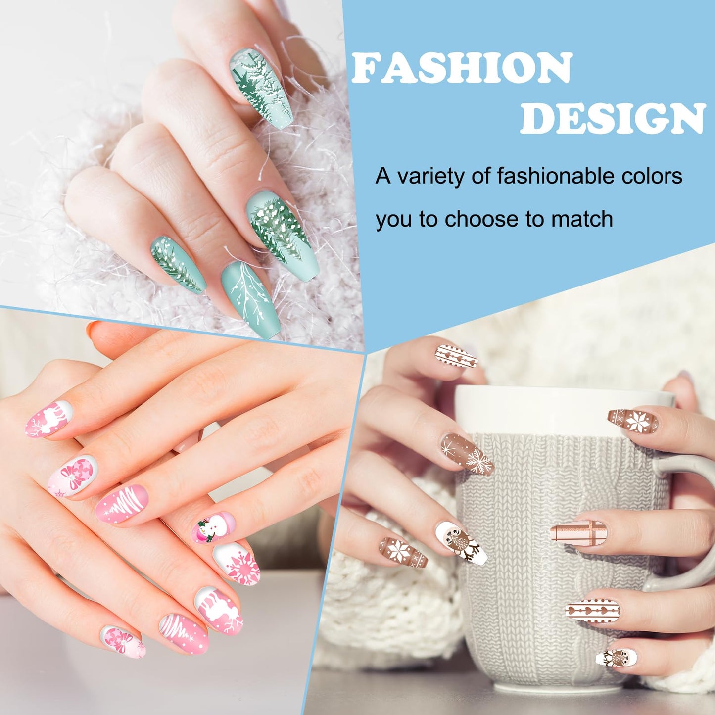 Whaline 6Pcs Winter Christmas Nail Plates Stamping Set Stamp Templates Xmas Tree Snowman Snowflake Santa Claus Nail Art Plates for DIY Print Manicure Salon Design