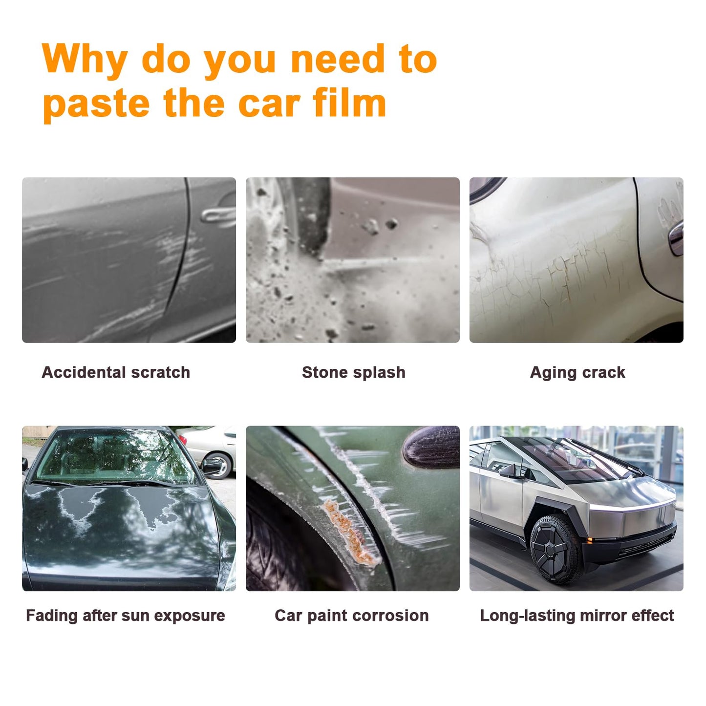 FDAIUN for Tesla Cybertruck 2024 2025 2026 Entire Set PPF Precut Car Full Body Paint Protective Film Self Adhesive PVC Car Wrap Film Scratch Protector Exterior Accessories (Matte White)