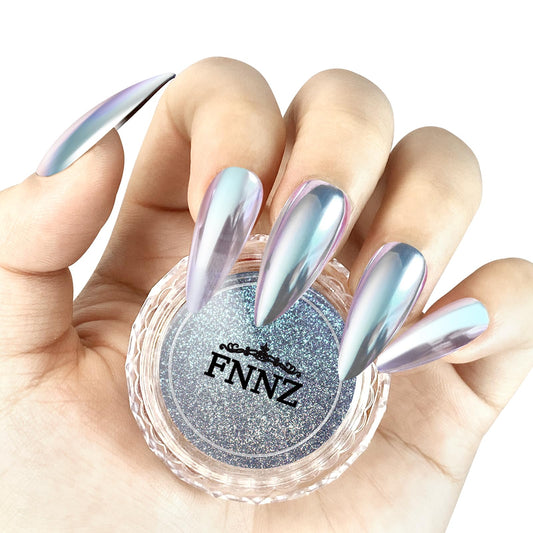FNNZ Chrome Nail Powder, Metallic Mirror Silk Nail Powder Pigment Glitter Dust Magic Chameleon Color-Shift Multi-Chrome Effect for Gel Polish Nail Art Decoration Salon Nail Manicure - Metal Nebula