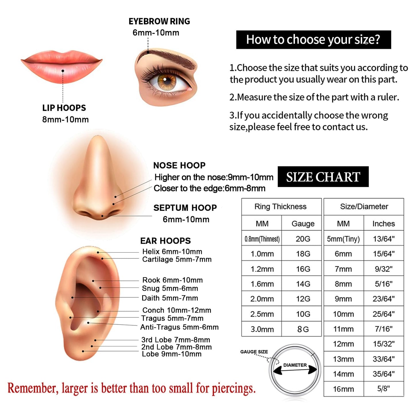 Septum Ring Septum Jewelry Seamless Septum Clicker Nose Rings 18 Gauge Nose Ring Hoop 18g Cartilage Earring Lip Rings 8mm Nose Hoop Surgical Steel Helix Earrings Silver Nose Piercing Jewelry