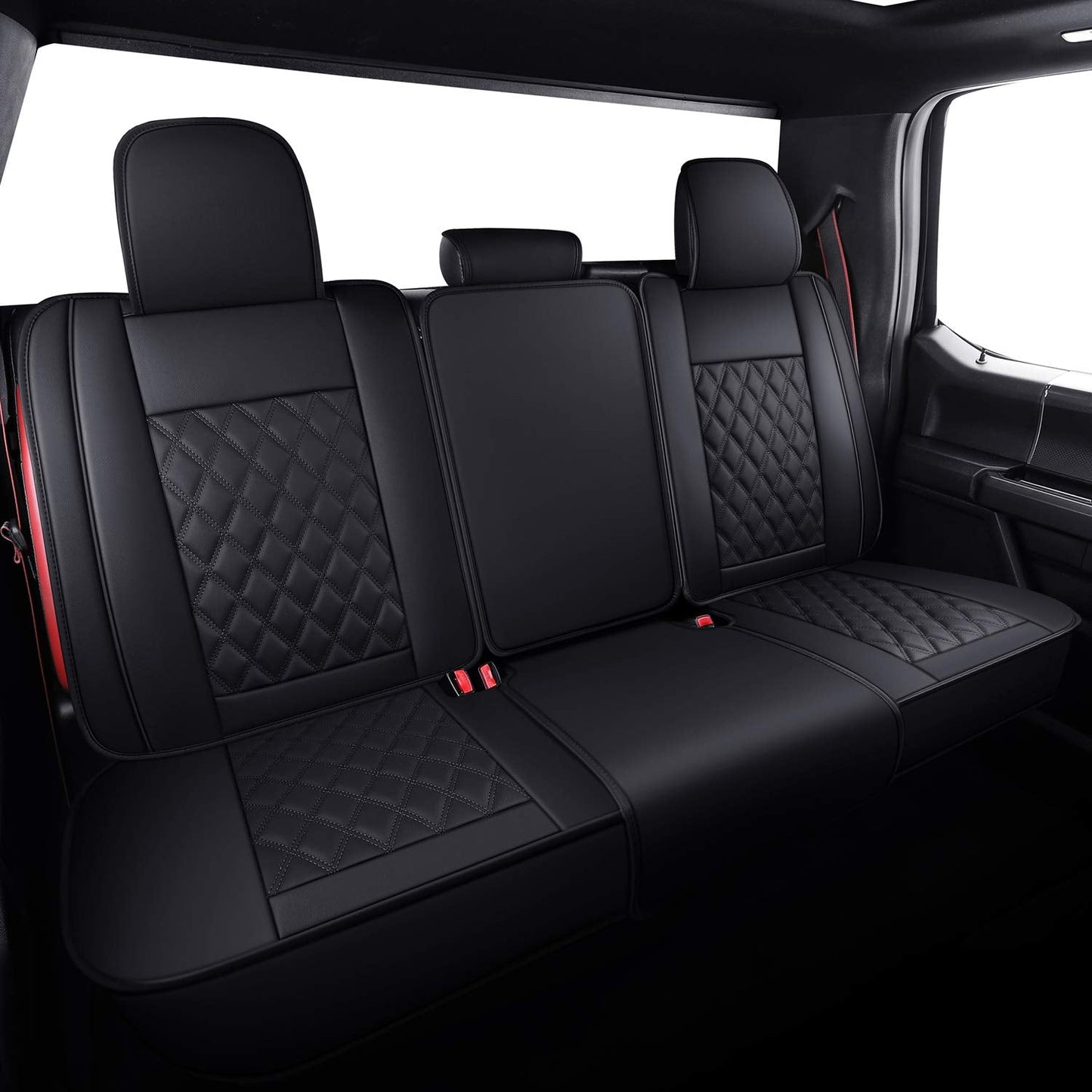 Aierxuan Full Set Car Seat Covers Custom Fit 2009 to 2025 Ford F150 and 2017 to 2025 F250 F350 F450 Cars SUV Pick-up Truck, Automotive Vehicle Cushion Cover with Waterproof Leather (Black)